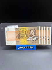 1982 5x Uncirculated Consecutive Australian $1 Banknotes