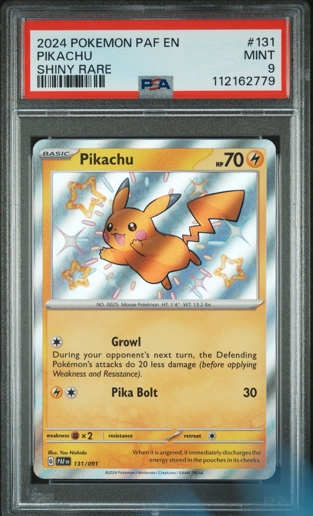 Pokémon - PSA 9 Pikachu 131/091 Paldean Fates