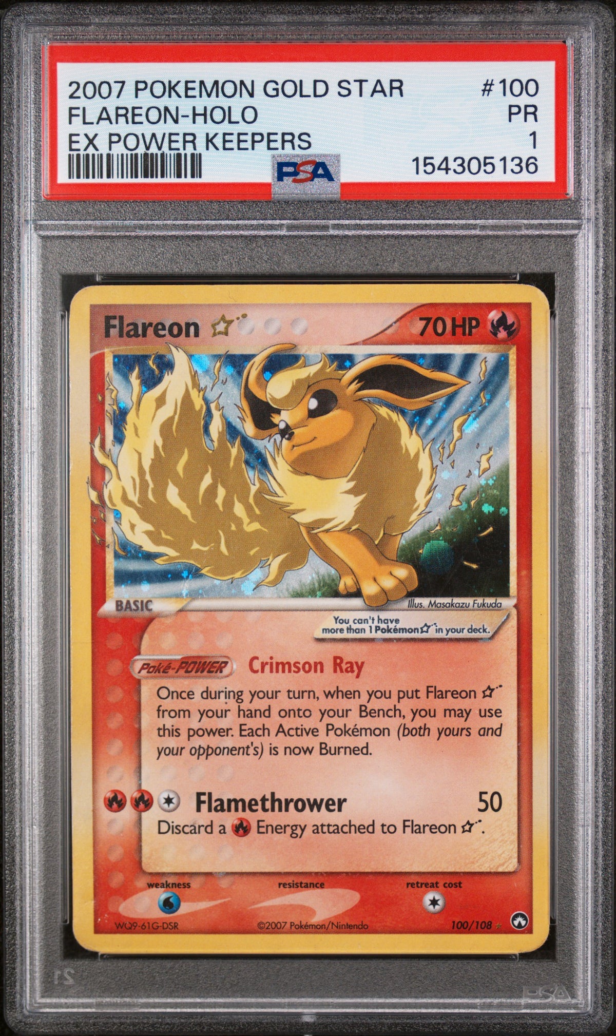 Pokémon - PSA 1 Gold Star Flareon 100/108 Ex Power Keepers
