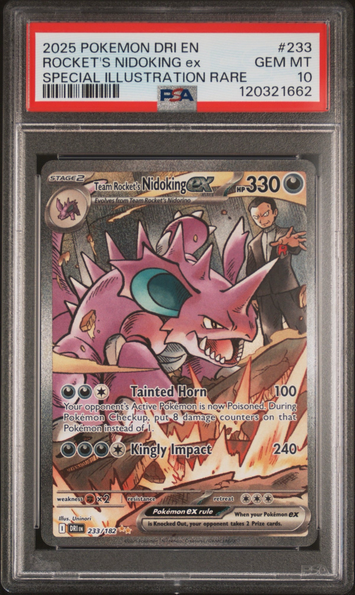Pokémon- PSA 10 Team Rocket’s Nidoking Ex 233/182