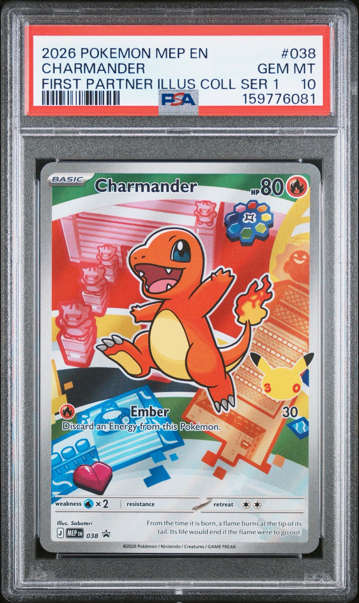 Pokémon - PSA 10 Charmander MEP038 First Parther Illustration Promo