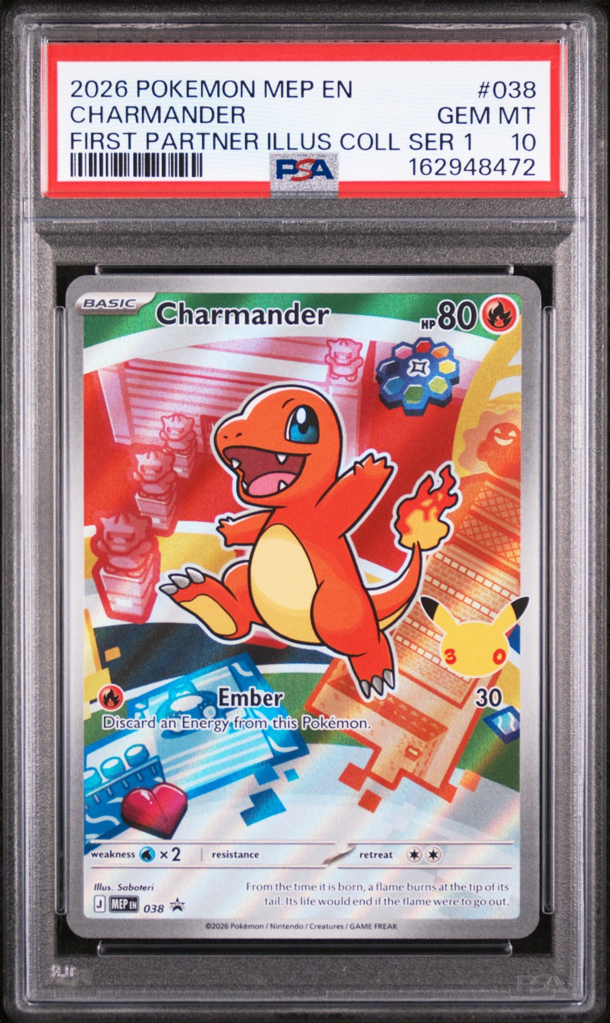 Pokémon - PSA 10 Charmander MEP038 First Parther Illustration Promo