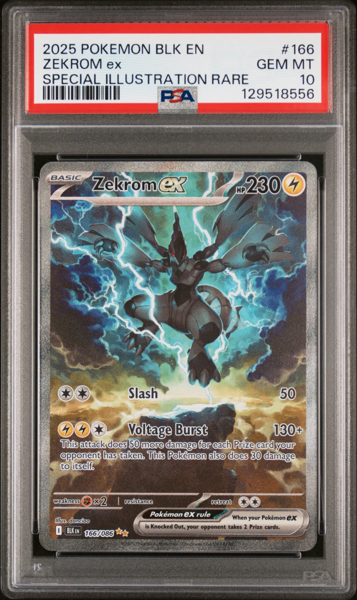 Pokémon - PSA 10 Zekrom Ex 166/086 Black Bolt