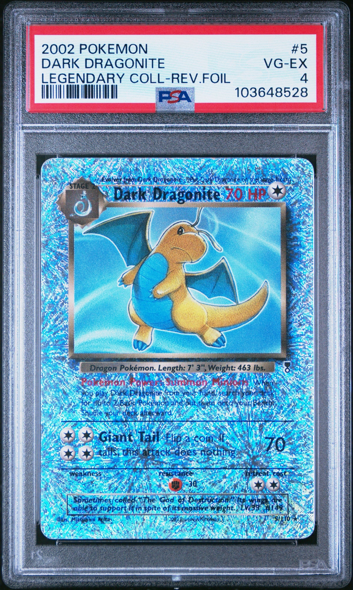 Pokémon - PSA 4 Dark Dragonite 5/110 Firework Rev Holo Legendary Collection