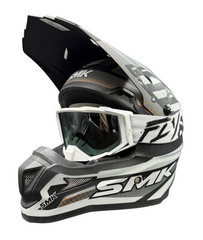 SMK Alterra Bulldozer Helmet MA267 - With Fly Racing Goggles and Soft Protective Bag