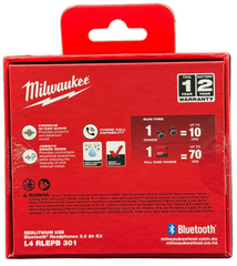 Milwaukee RedLithium USB Bluetooth Headphones 3.0ah Kit L4 RLEPB 301 - As New In Box