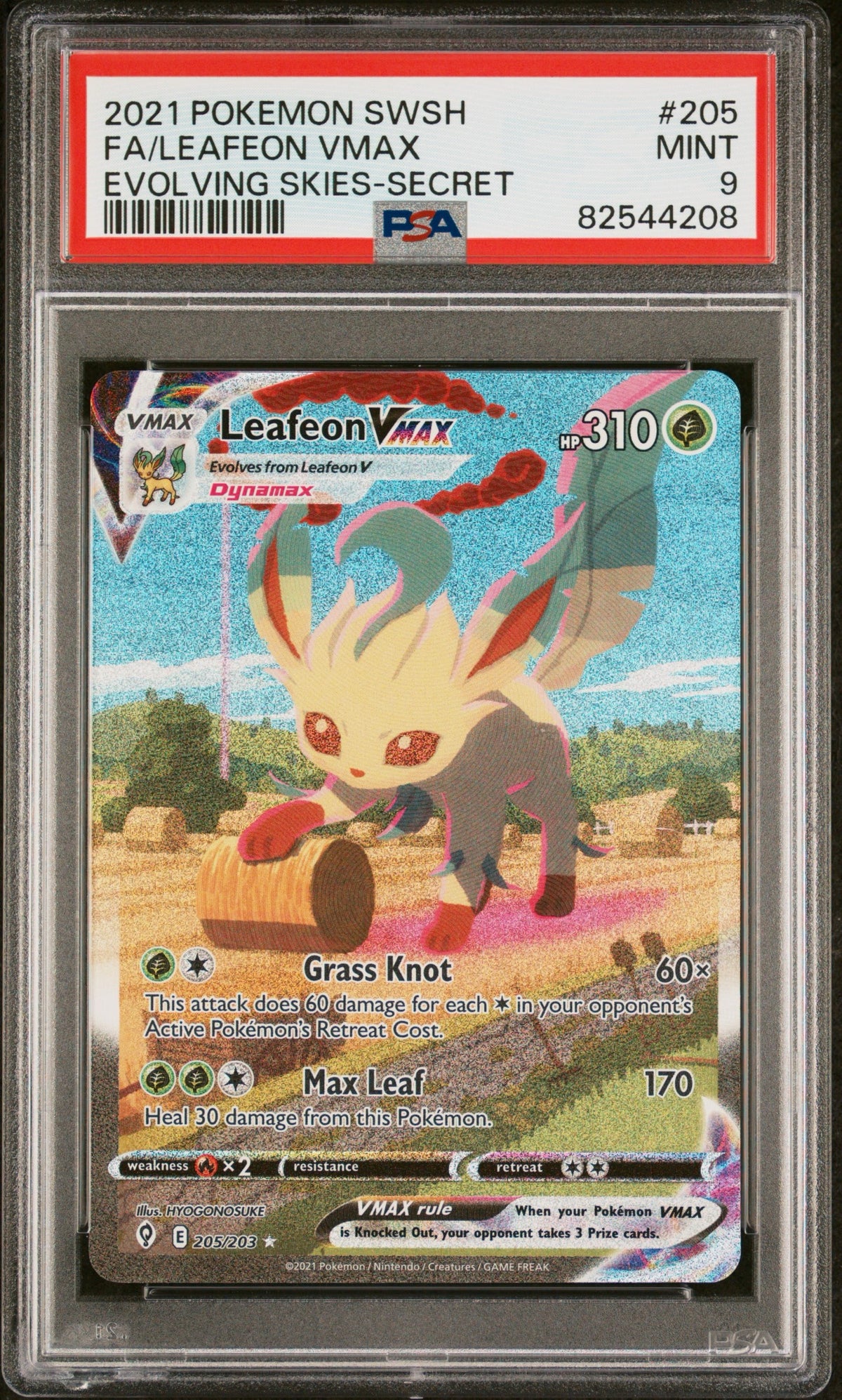 Pokémon - PSA 9 Leafeon Vmax 205/203 Evolving Skies