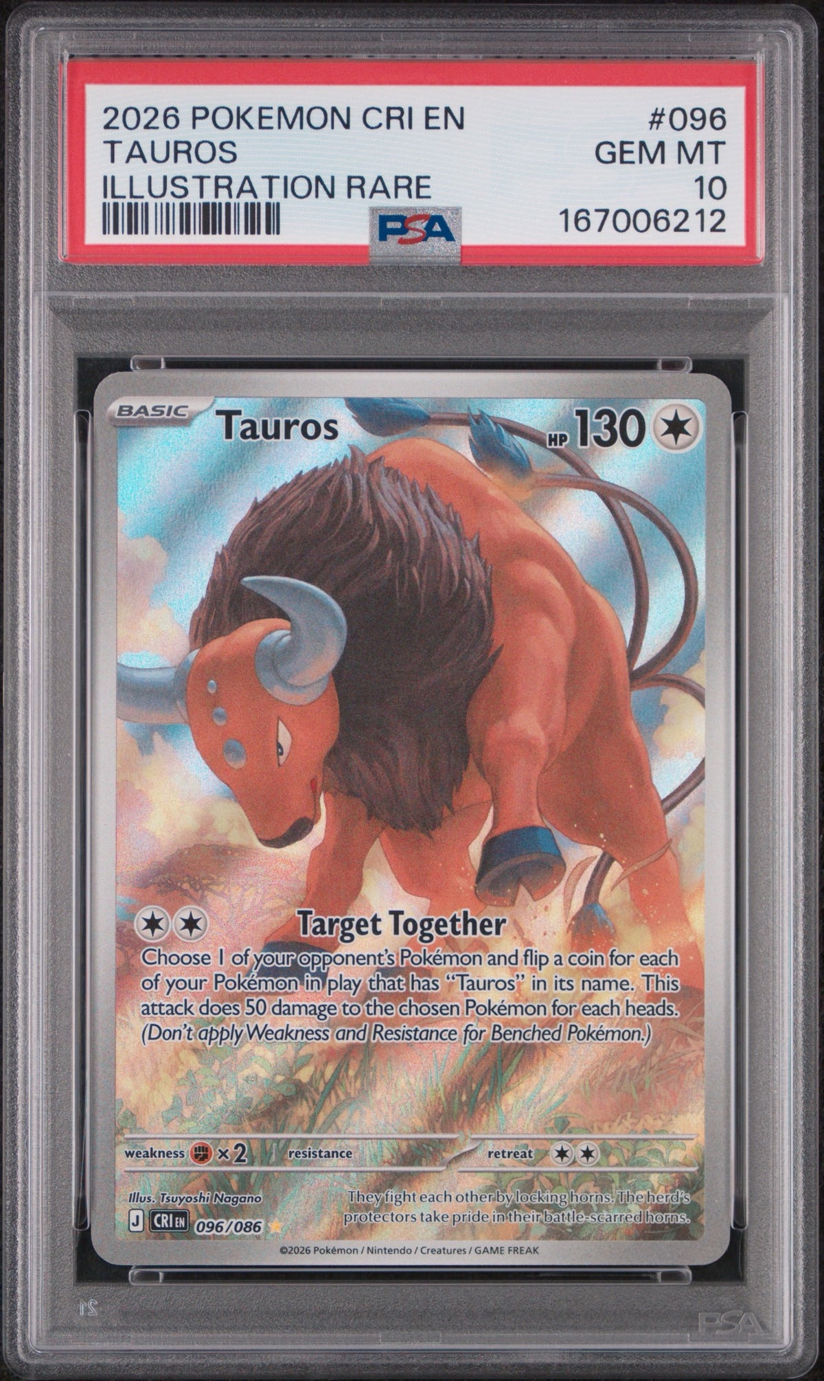 Pokémon - PSA 10 Tauros 096/086 Chaos Rising
