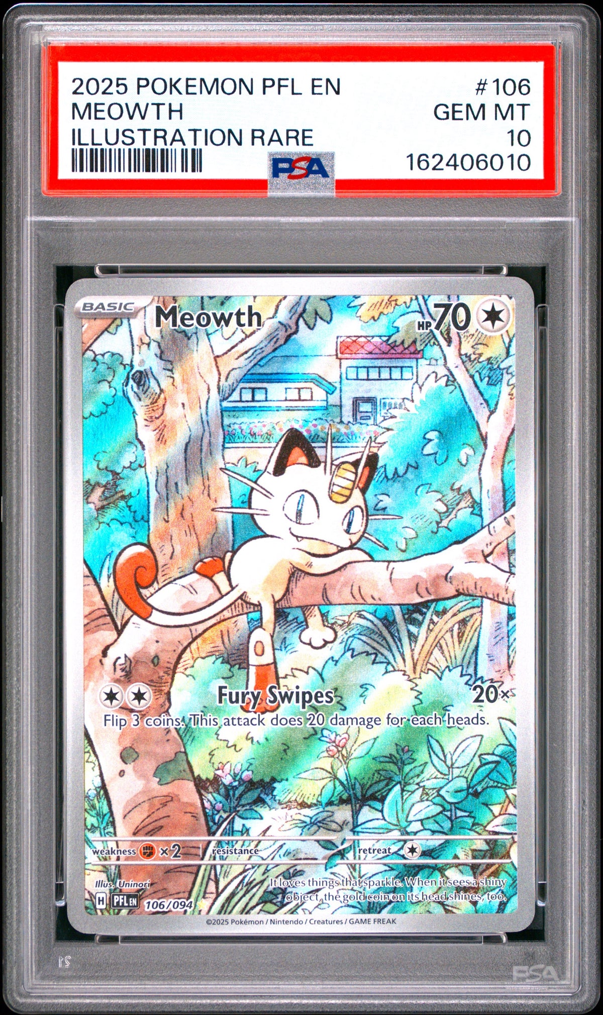 Pokémon - PSA 10 Meowth 106/094 Phantasmal Flames