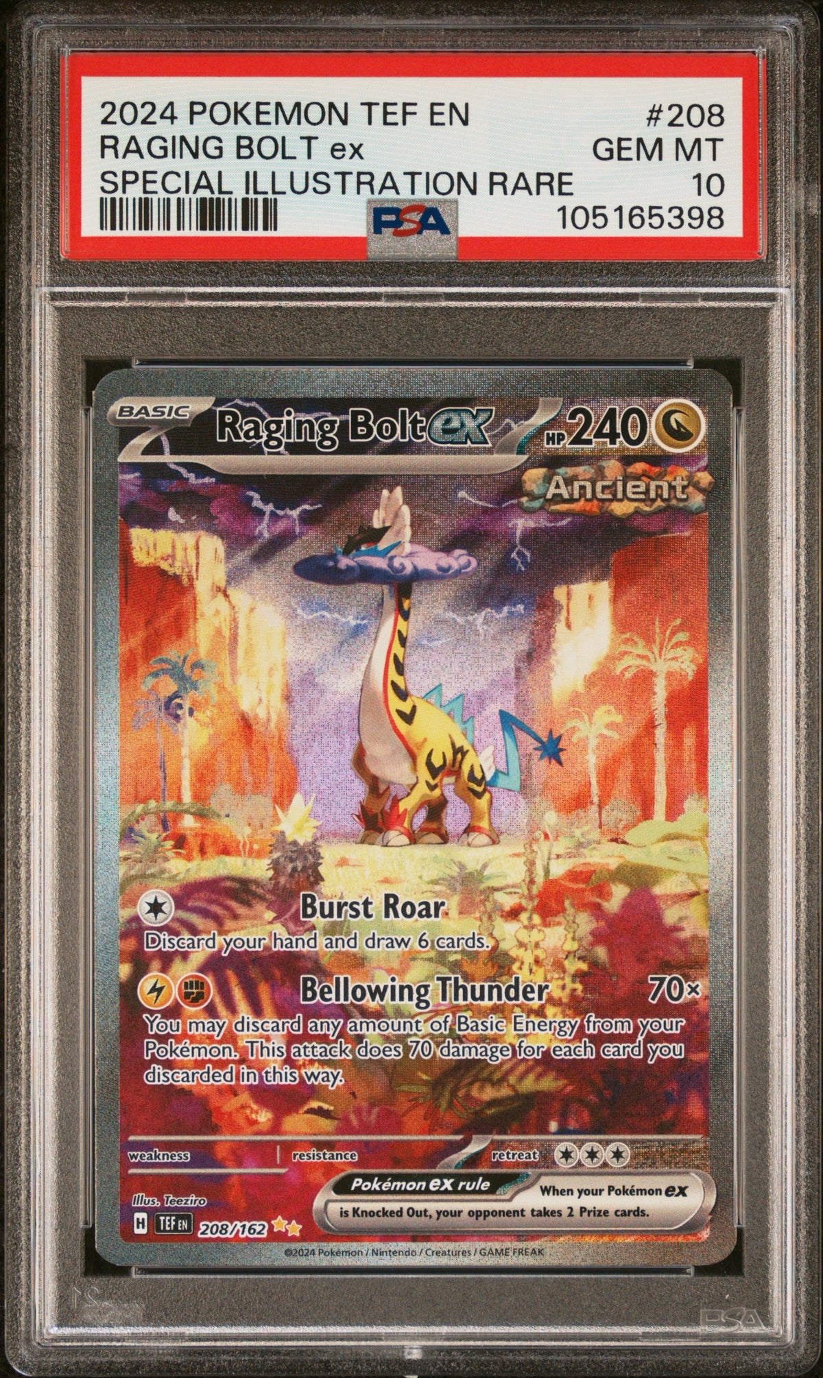 Pokémon - PSA 10 Raging Bolt Ex 208/162 Temporal Forces