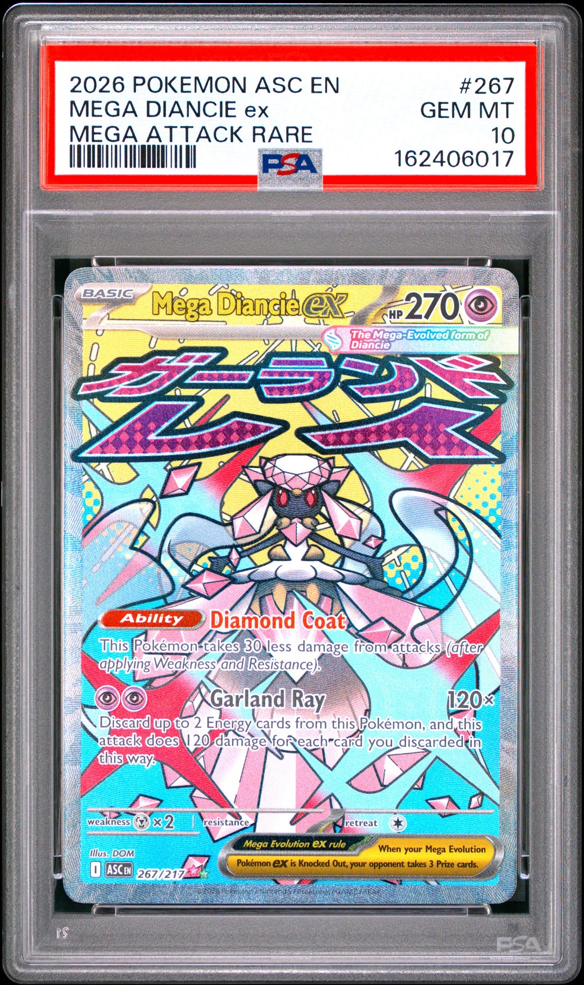 Pokémon - PSA 10 Mega Diancie Ex 267/217 Ascended Heroes