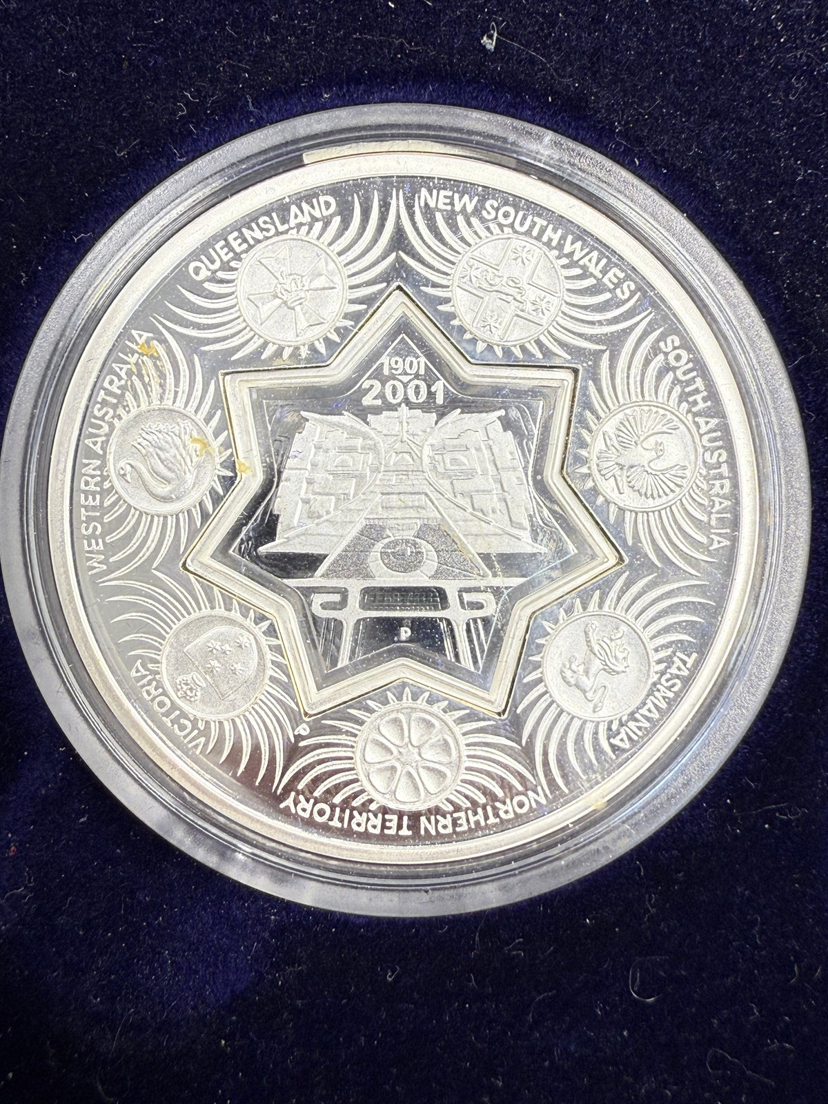 1901-2001 Centenary Of Federation Holey Dollar & Dump Silver One Dollar Coin - In Case