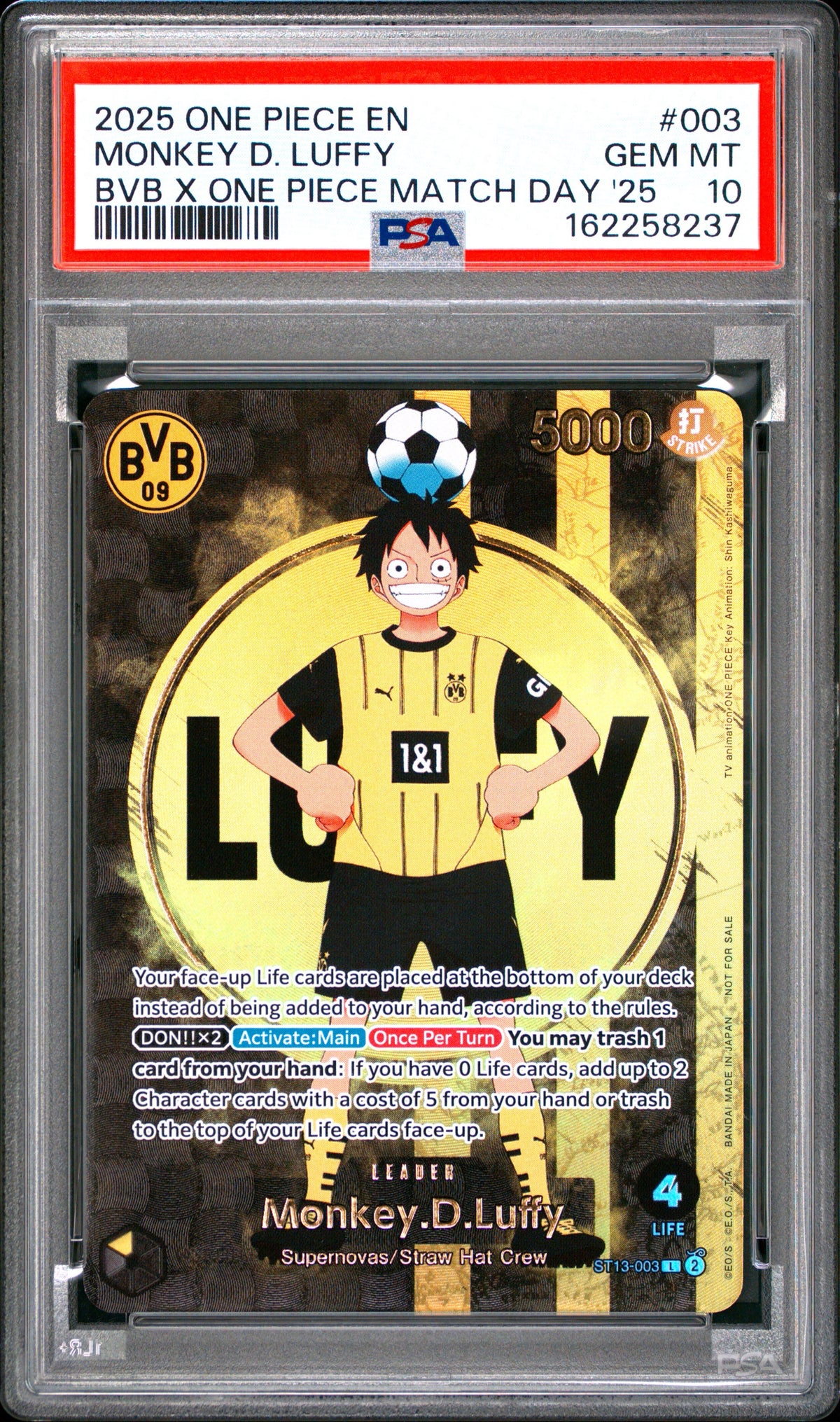 One Piece - PSA 10 Monkey D Luffy ST13-003 BVB X One Piece Match Day 2025