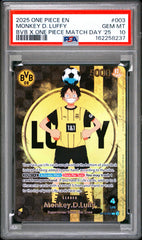 One Piece - PSA 10 Monkey D Luffy ST13-003 BVB X One Piece Match Day 2025