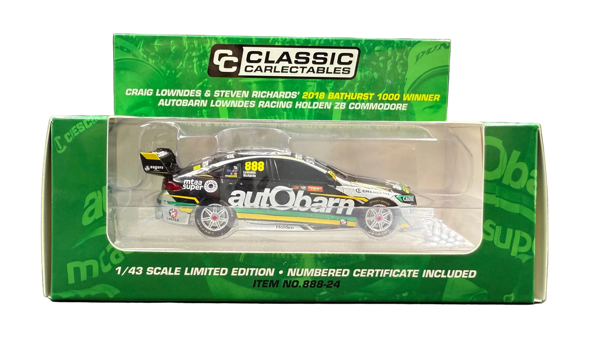 Classic Carlectables Craig Lowndes’ & Steven Richards 2018 Bathurst 1000 Winner Holden ZB Commodore - 1/43 Scale Limited edition