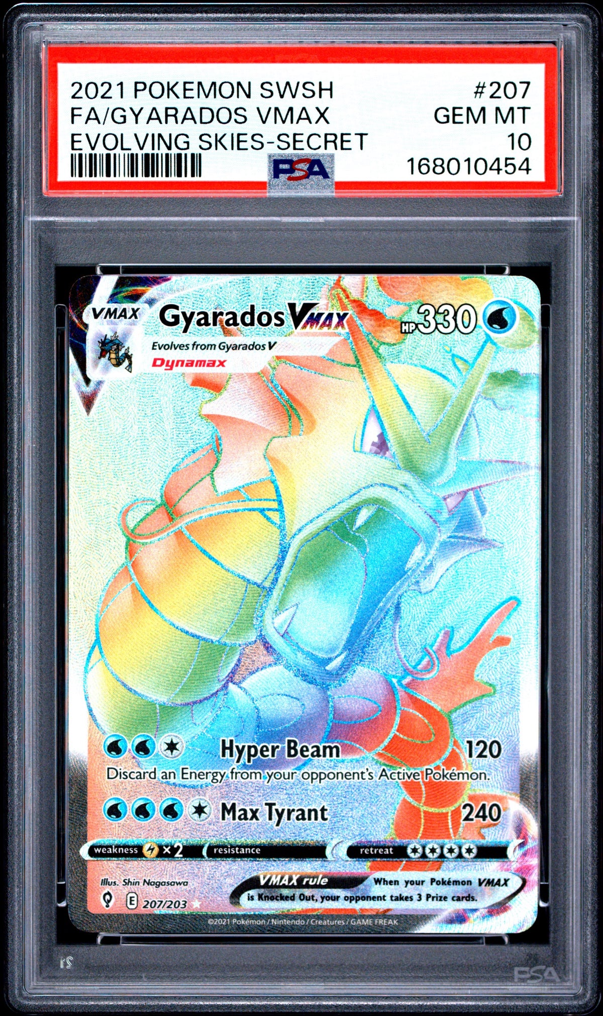 Pokémon -PSA 10 Gyarados VMax 207/203 Evolving Skies