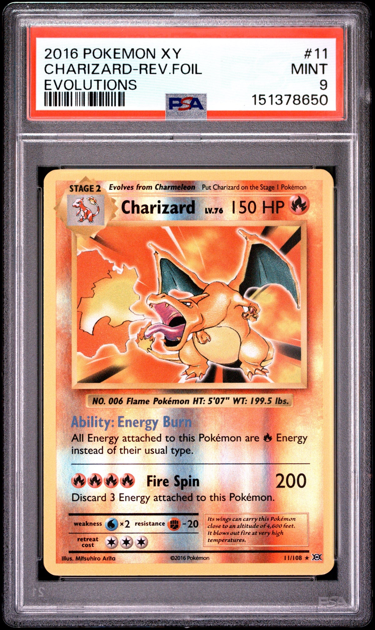 Pokemon - PSA 9 Charizard - XY Evolutions - 11/108
