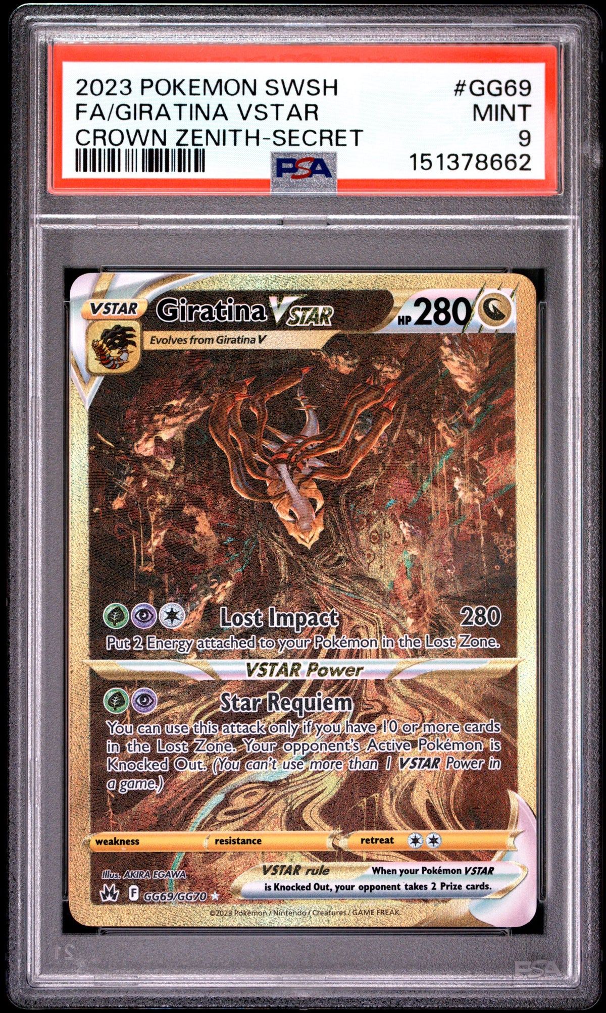 Pokémon - PSA 9 Giratina Vstar  GG69/GG70 Crown Zenith