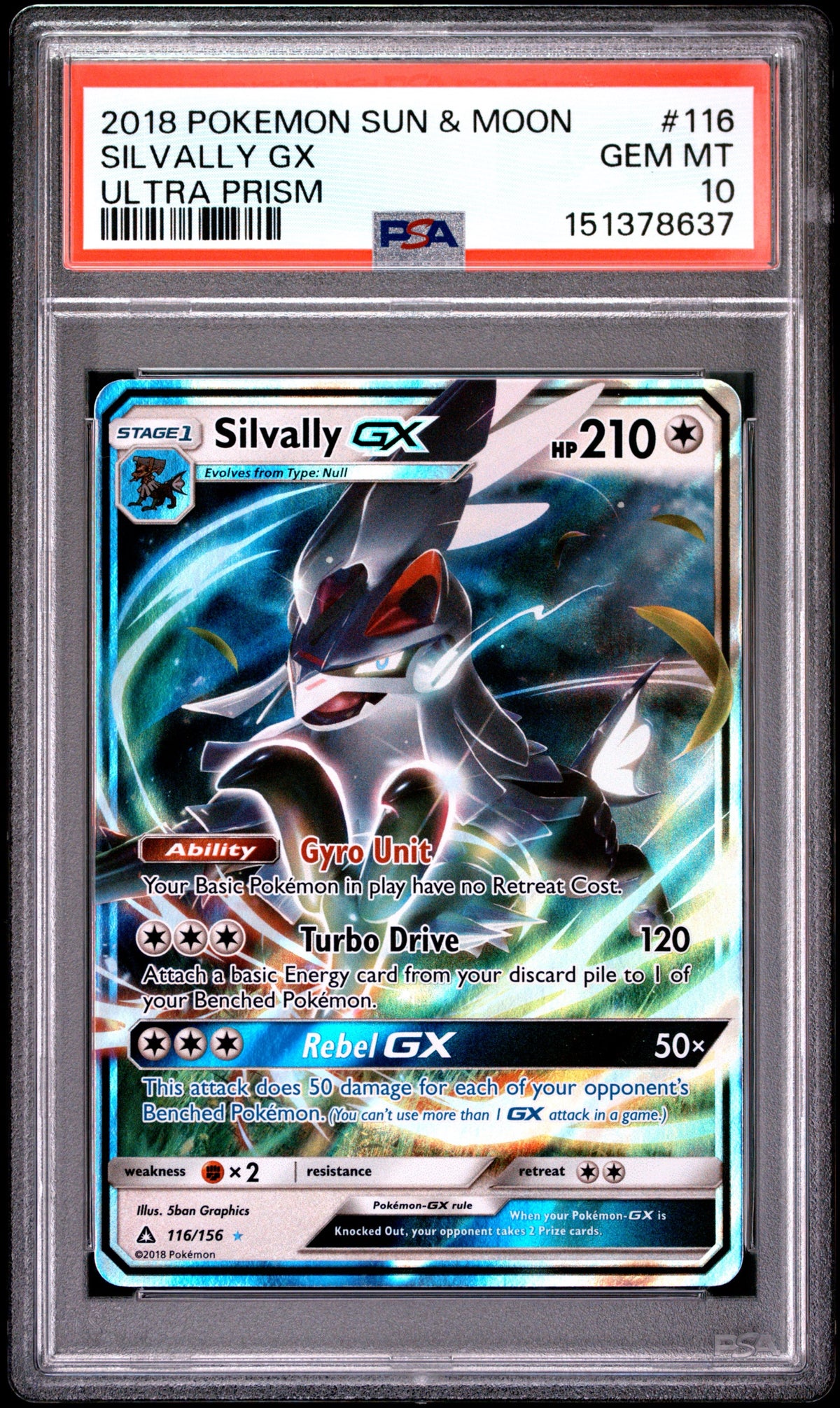 Pokémon - PSA 10 Silvally GX 116/156 Utlra Prism