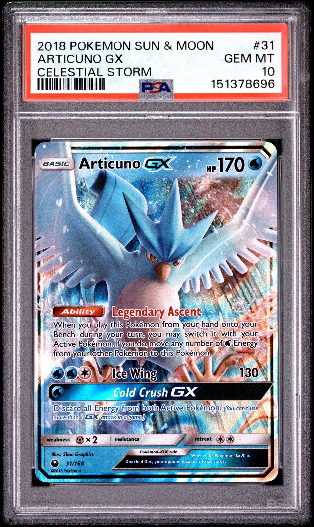 Pokémon - PSA 10 Articuno 31/168 Celestial Storm