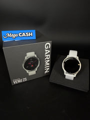 Garmin Venu 2S GPS Smartwatch Stainless Steel Bezel with White Band A3847