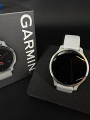 Garmin Venu 2S GPS Smartwatch Stainless Steel Bezel with White Band A3847