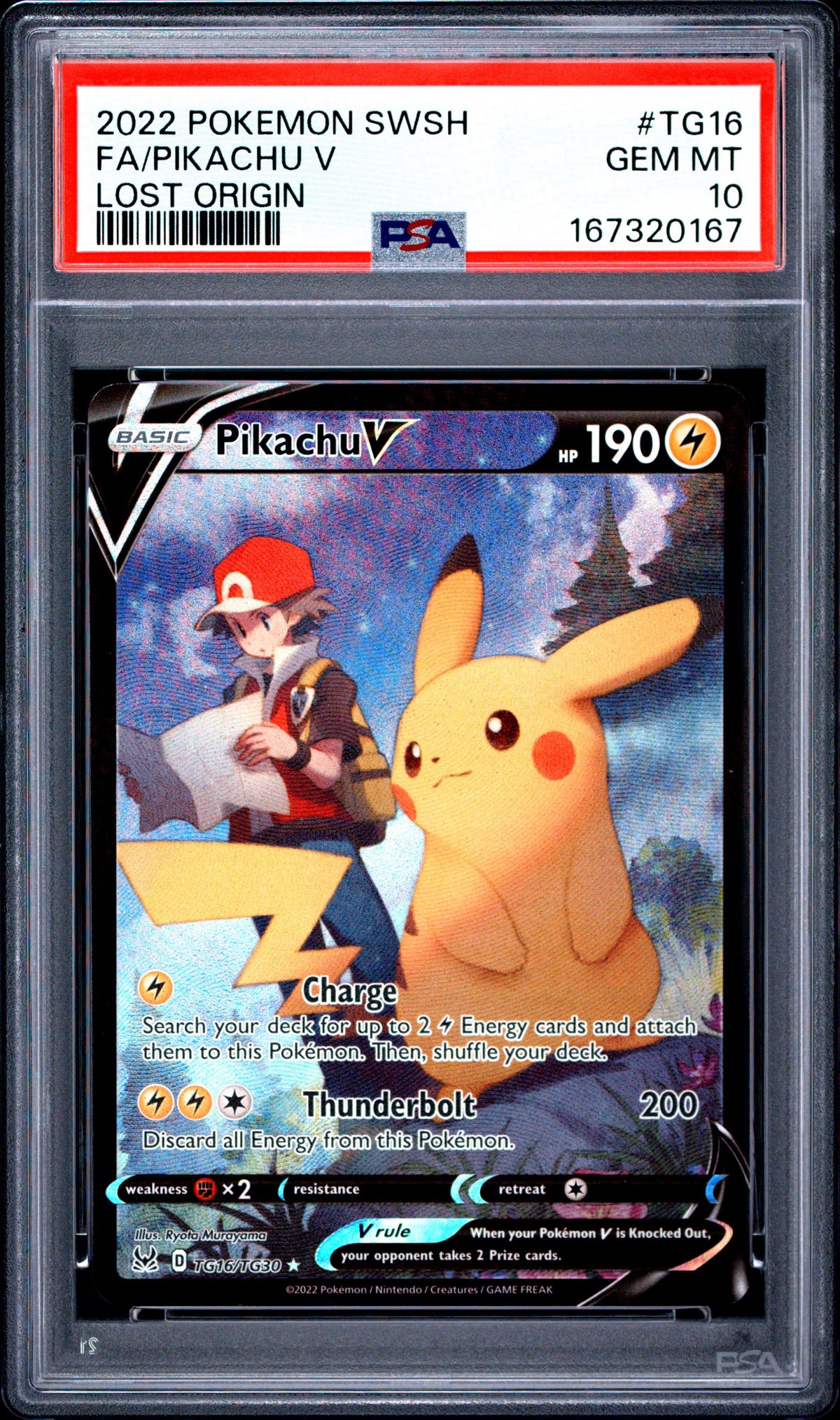Pokémon - PSA 10 Pikachu V TG16/TG30 Lost Origin