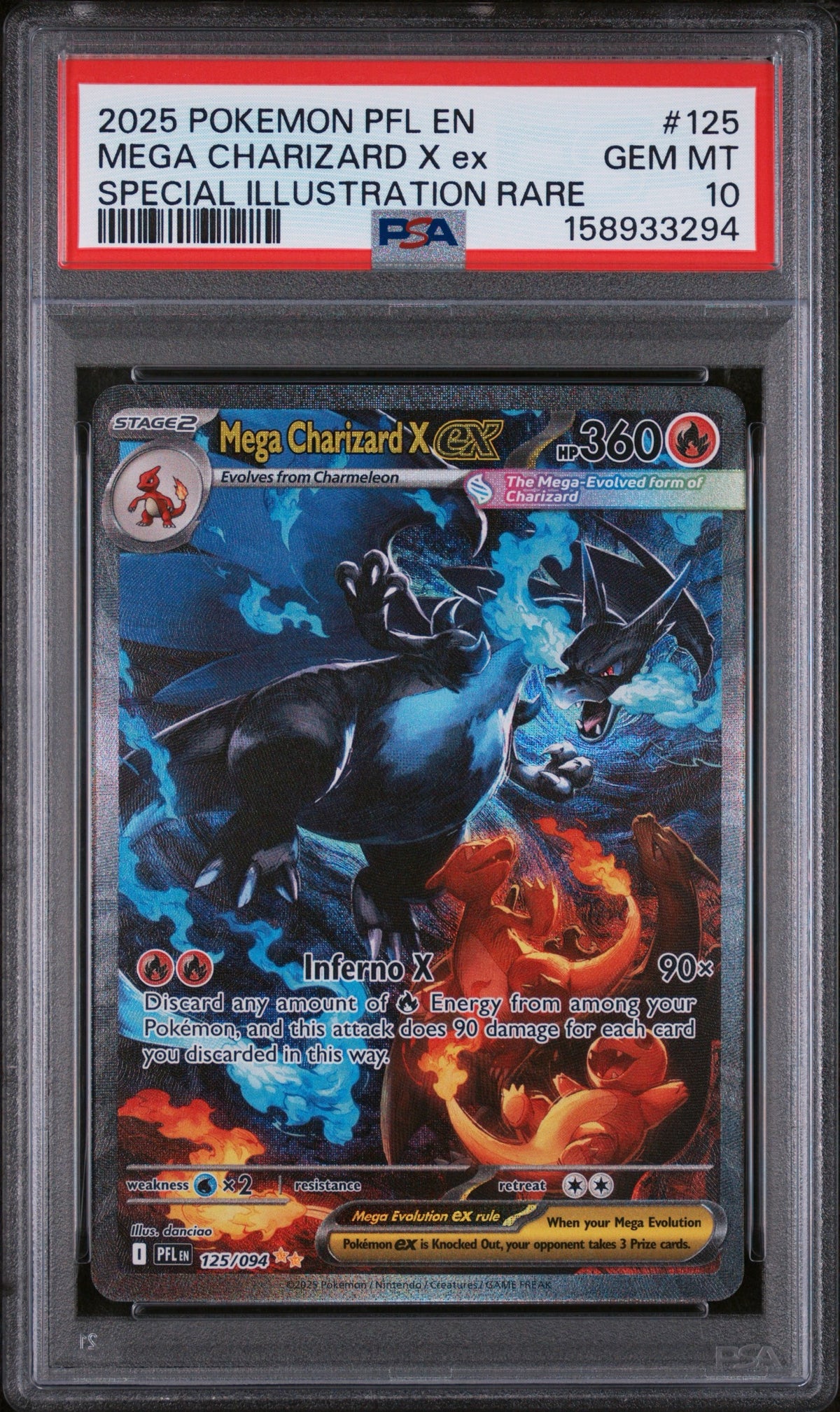 Pokemon - PSA 10 Mega Charizard X EX 125/094 Phantasmal Flames Mega Evolution