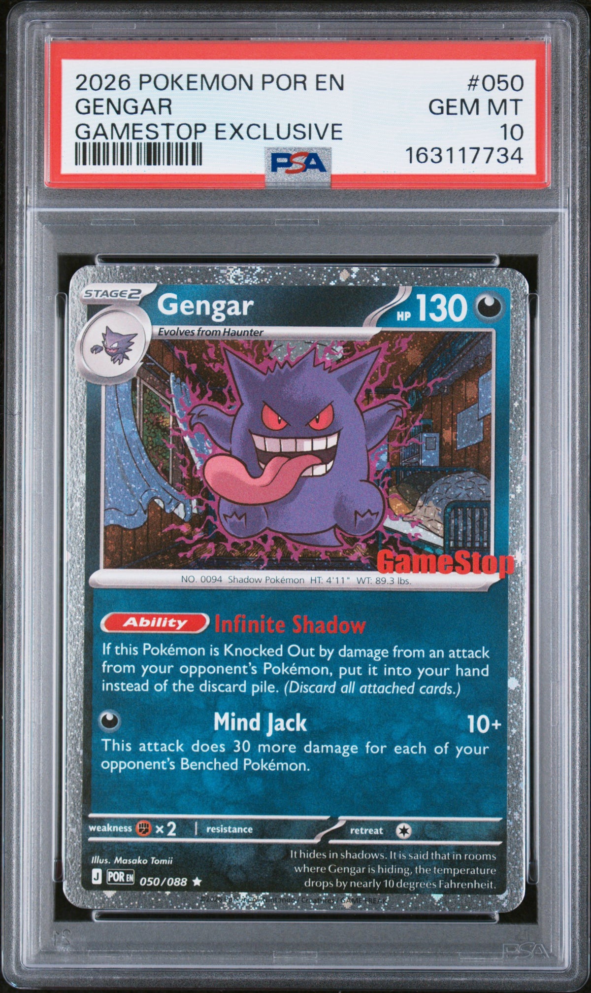 Pokemon - PSA 10 Gengar 050/088 GameStop Stamped