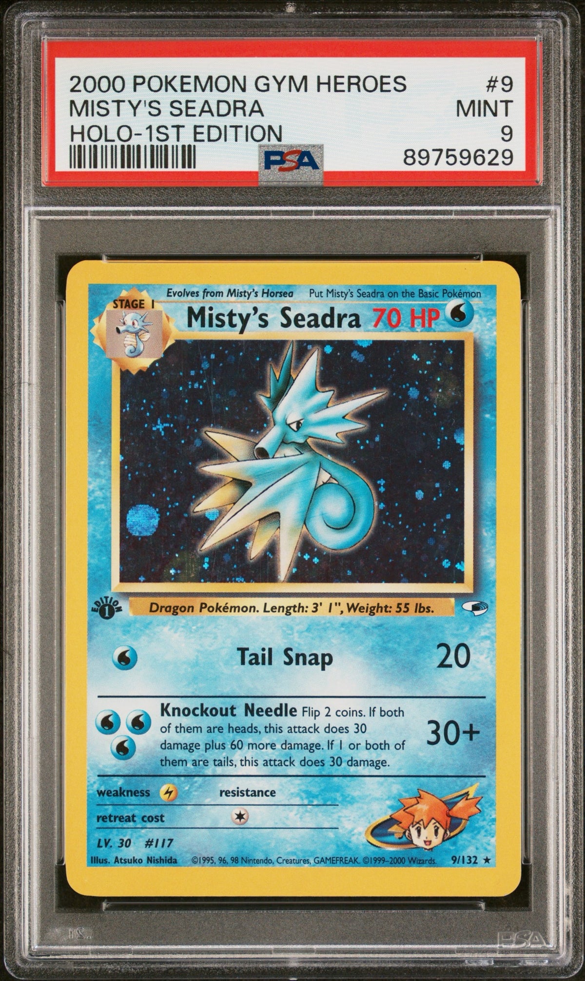 Pokemon - PSA 9 Misty’s Seadra 9/132 Holo 1st Edition Gym Heroes