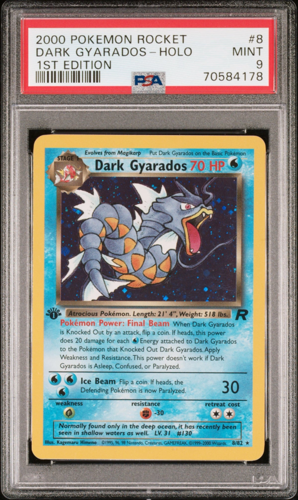Pokemon - PSA 9 Dark Gyarados 8/82 Holo 1st Edition Rocket