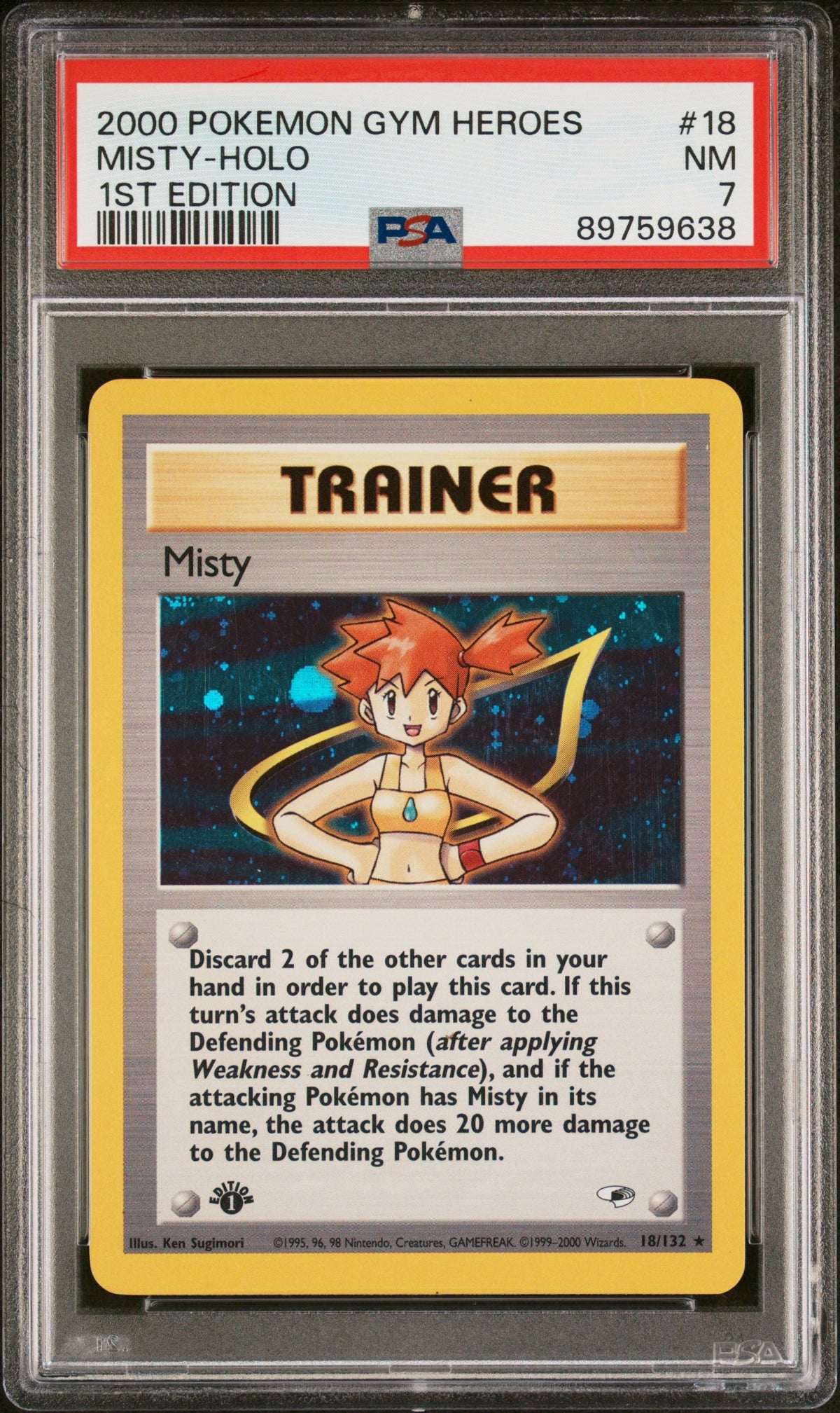 Pokemon - PSA 7 Misty 18/132 Holo 1st Edition Gym Heroes