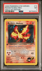 Pokemon - PSA 7 Rocket’s Moltres 12/132 Holo 1st Edition Gym Heroes