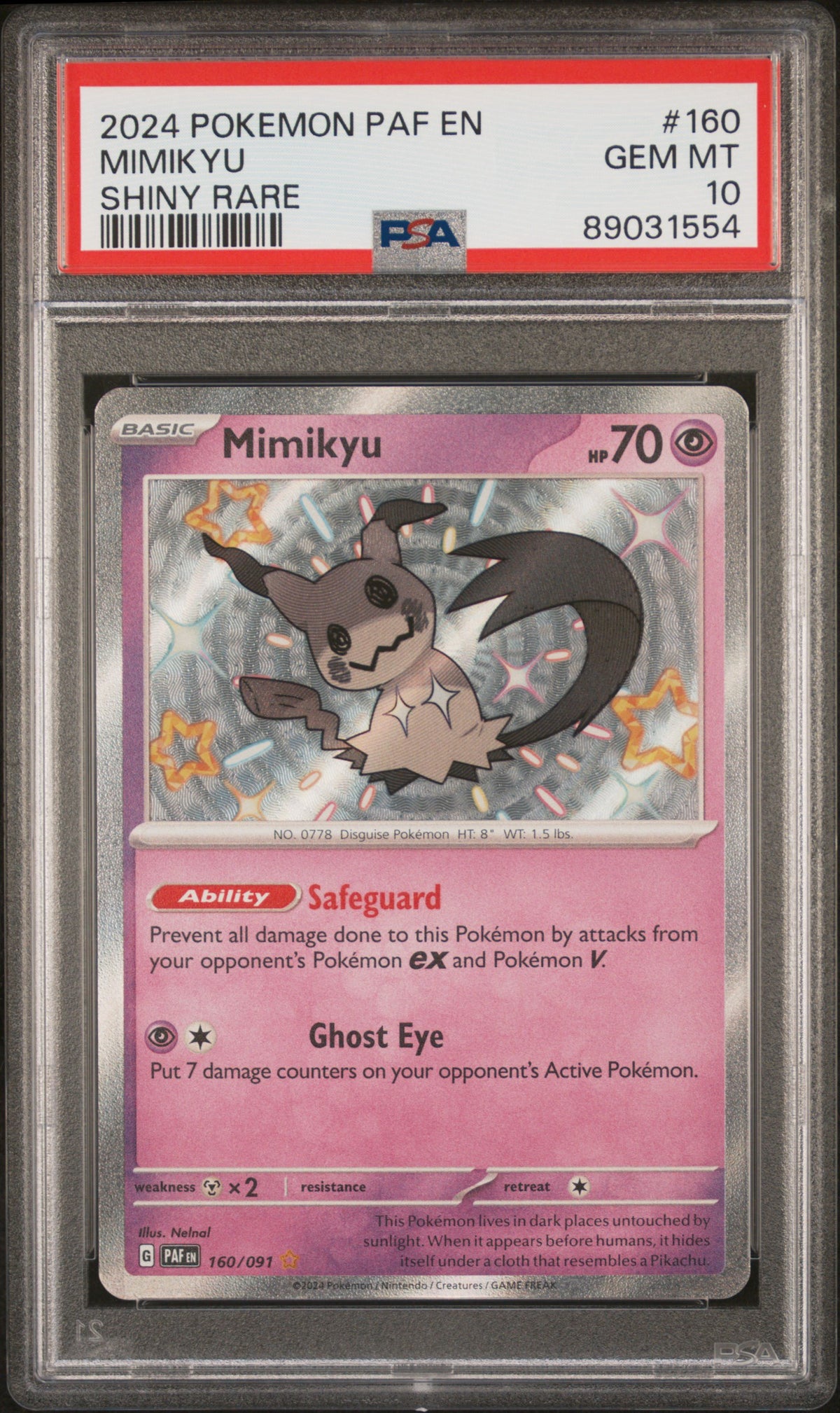 Pokemon - PSA 10 Mimikyu Shiny Rare 160/091