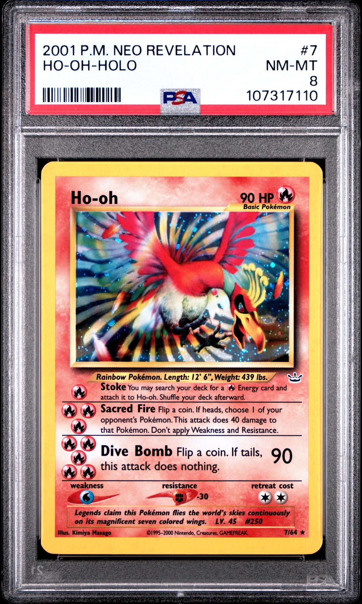 Pokémon - Ho-Oh 7/64 Holo Neo Revelation PSA 8