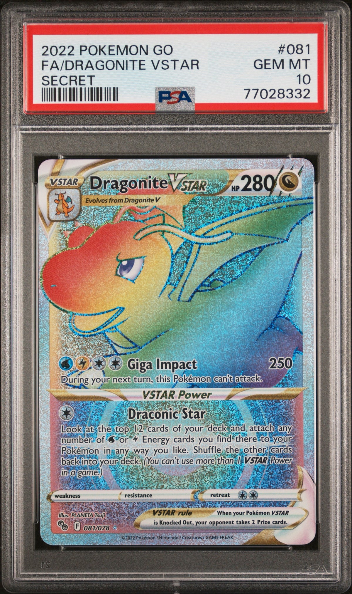 Pokemon - Dragonite VStar 081/078 PSA 10 - Pokemon Go