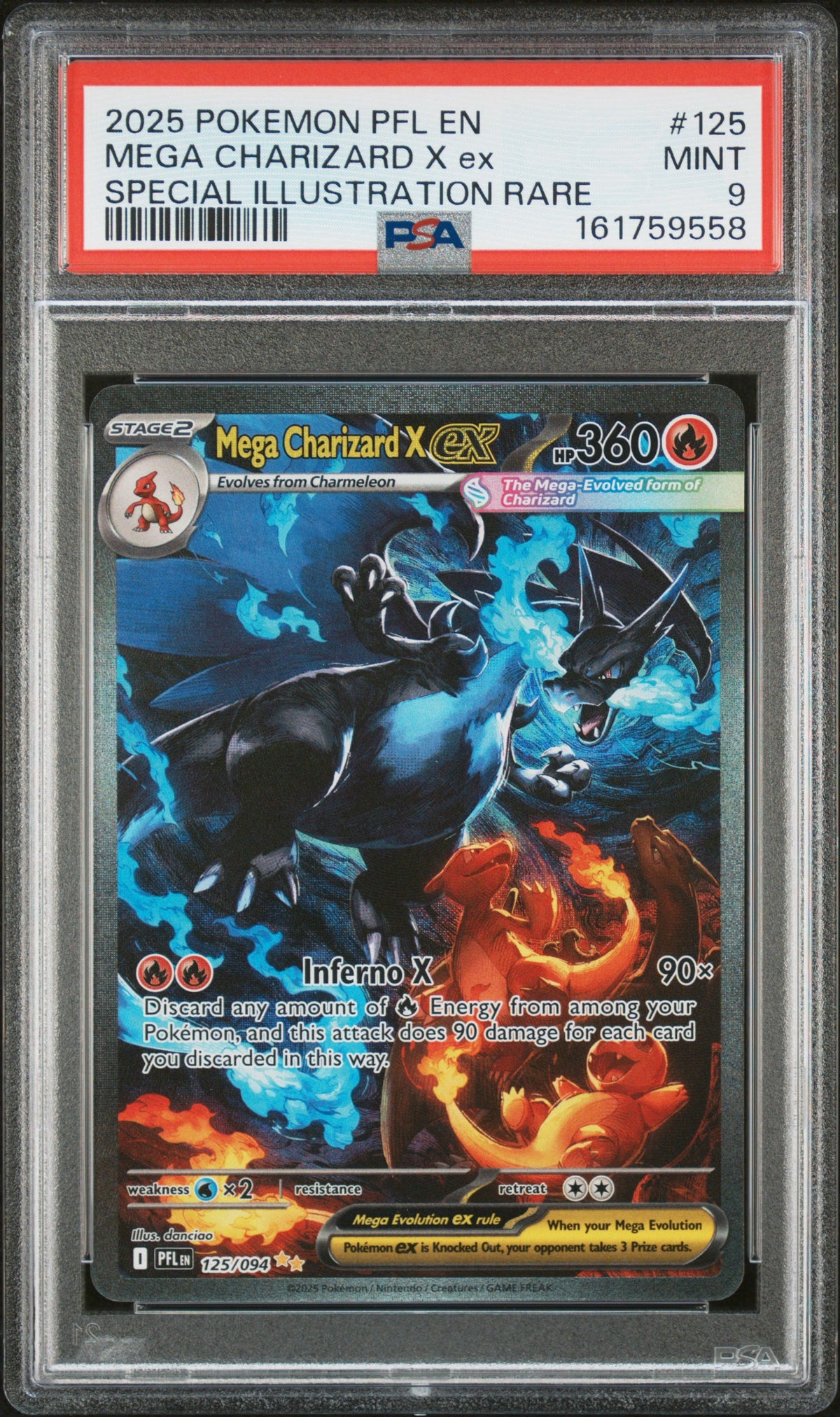 Pokemon - Mega Charizard X 125/094 PSA 9 - Phantasmal Flames
