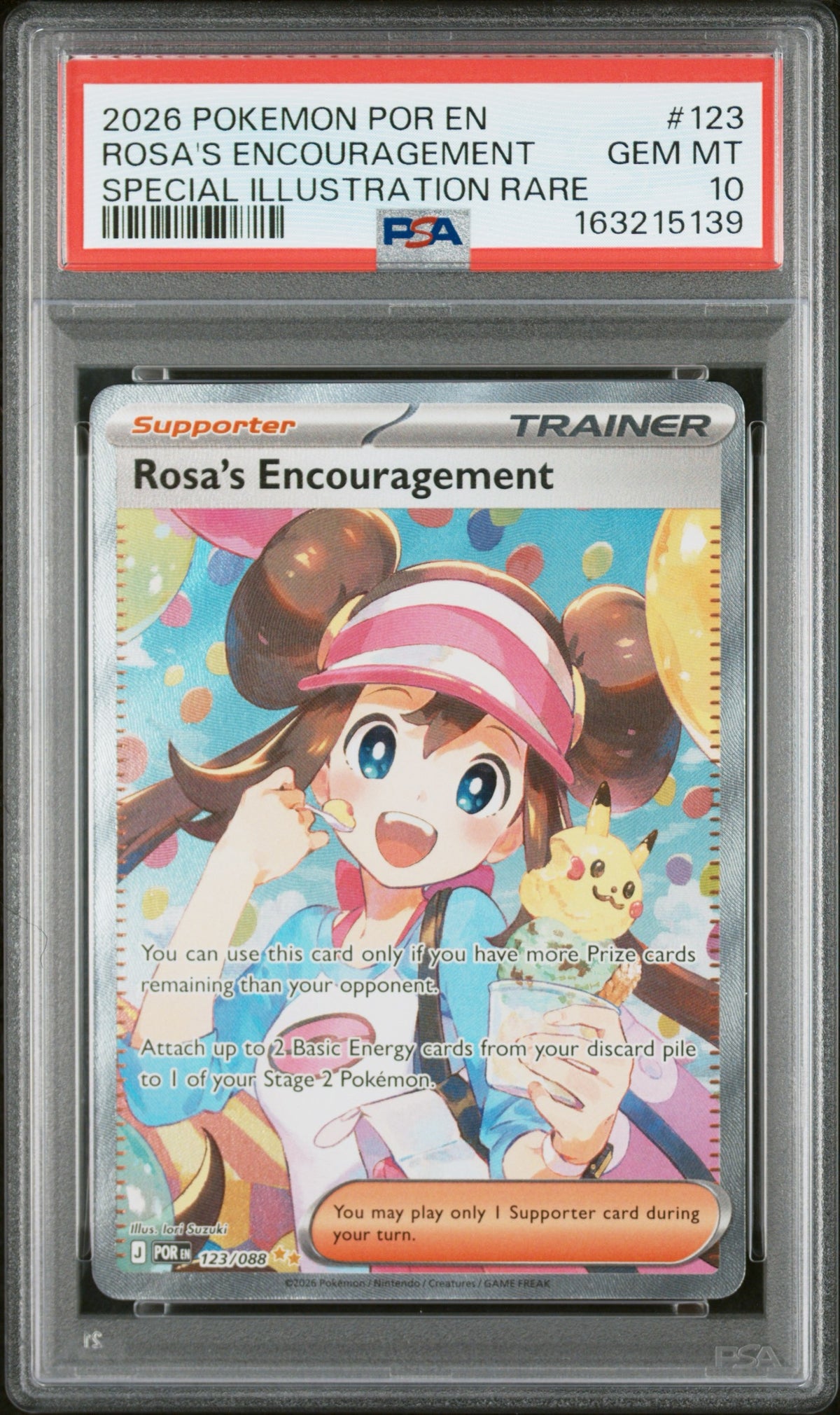 Pokemon - Rosa’s Encouragement 123/088 PSA 10 - Perfect Order