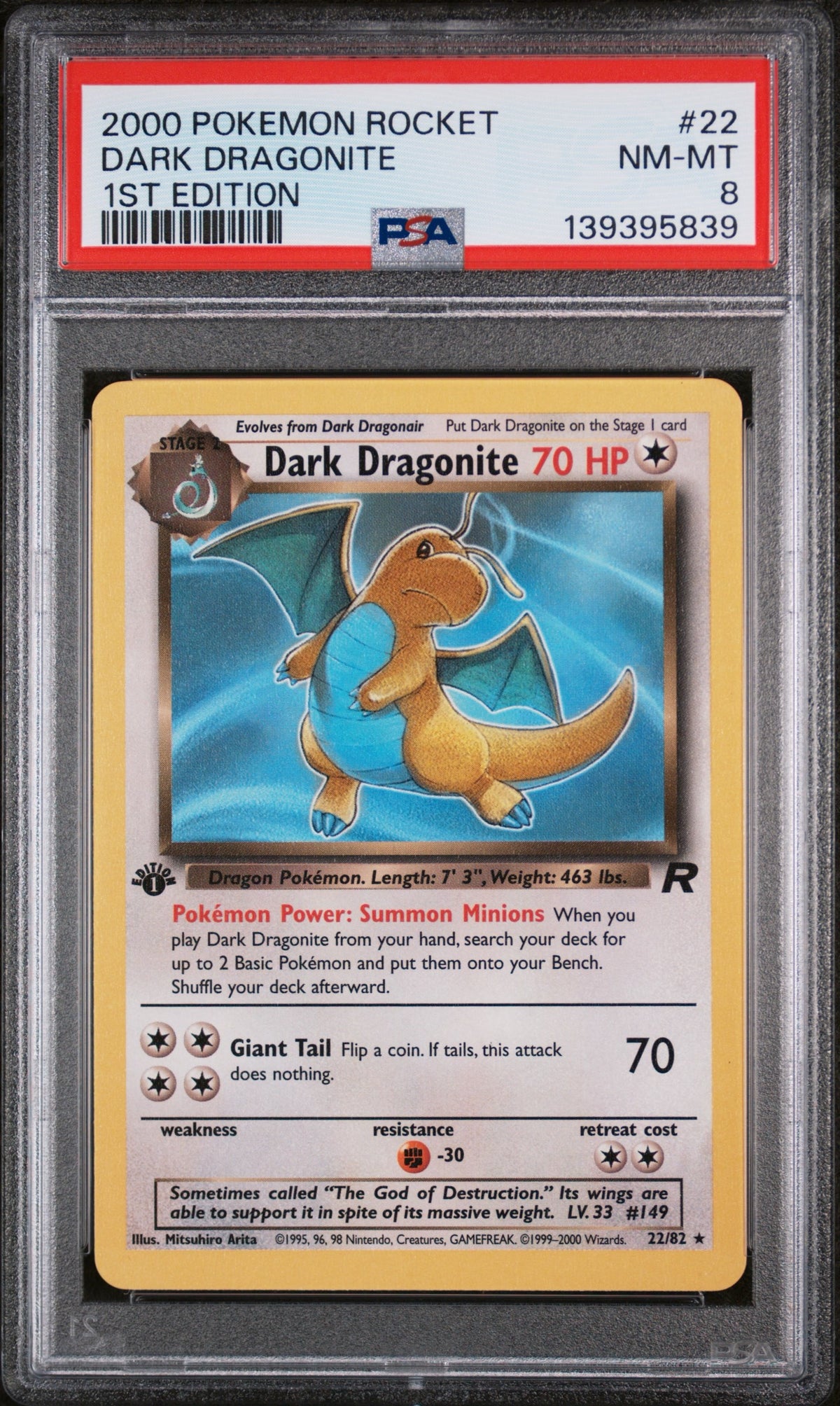 Pokemon - Dark Dragonite 22/82 PSA 8 - 1st Edition Rocket