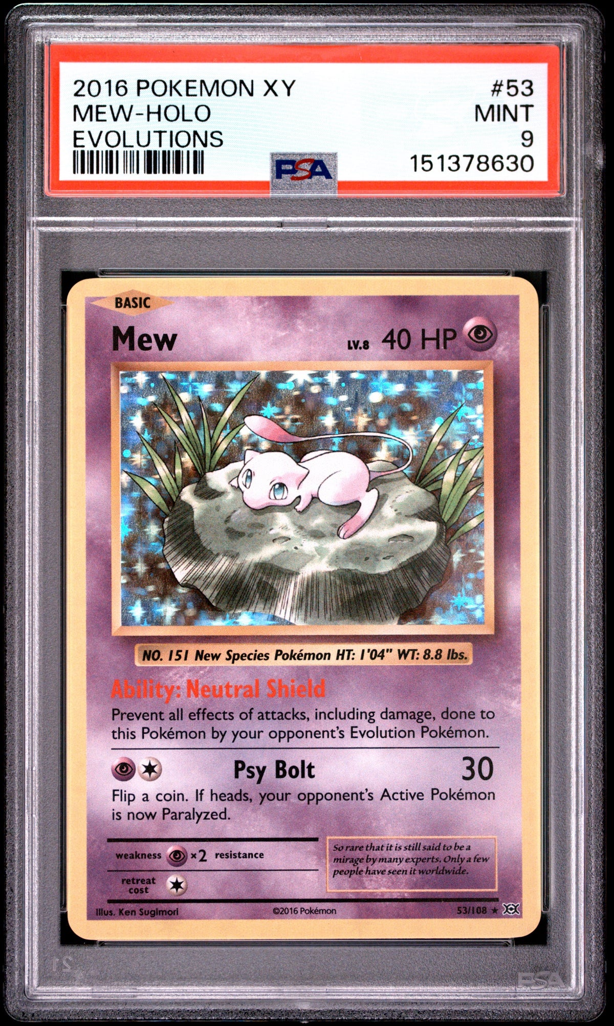 Pokemon - Mew Holo 53/108 PSA 9 - XY Evolutions
