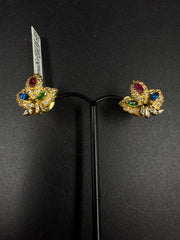 18ct Diamond, Ruby, Sapphire & Emerald Earrings 7.0gms