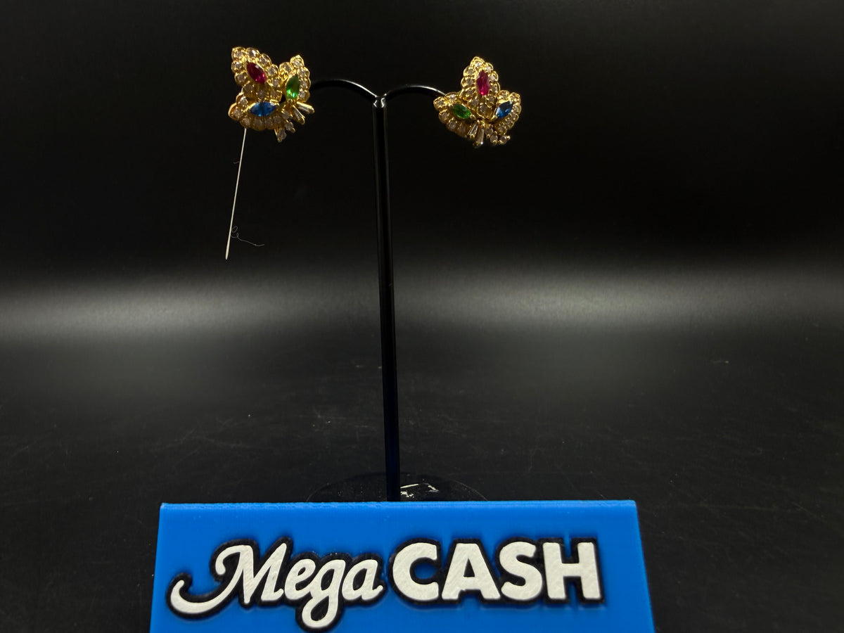 18ct Diamond, Ruby, Sapphire & Emerald Earrings 7.0gms