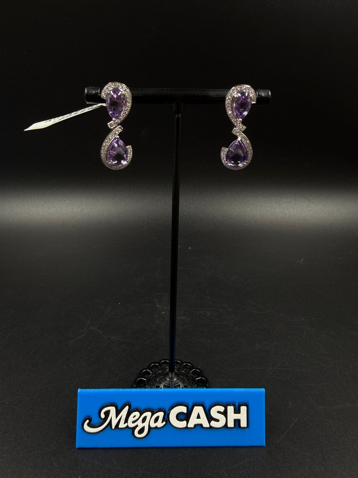 18ct Diamond/Amethyst White Gold Earrings 6.5gms