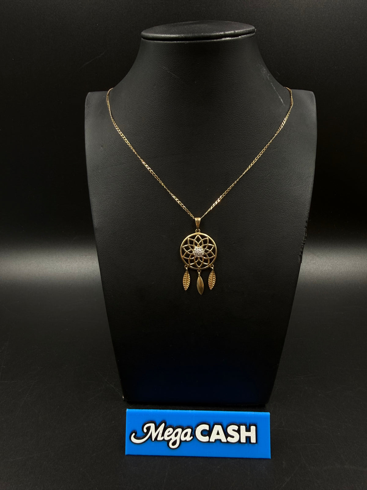 9ct Chain & Diamond Set Dreamcatcher Pendant 3.7gms
