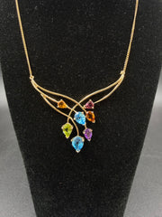 9ct Coloured Stones Necklace 6.3gms