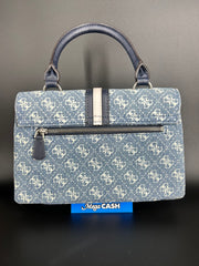 Guess Kasinta mini top handle bag with denim and monogram logo