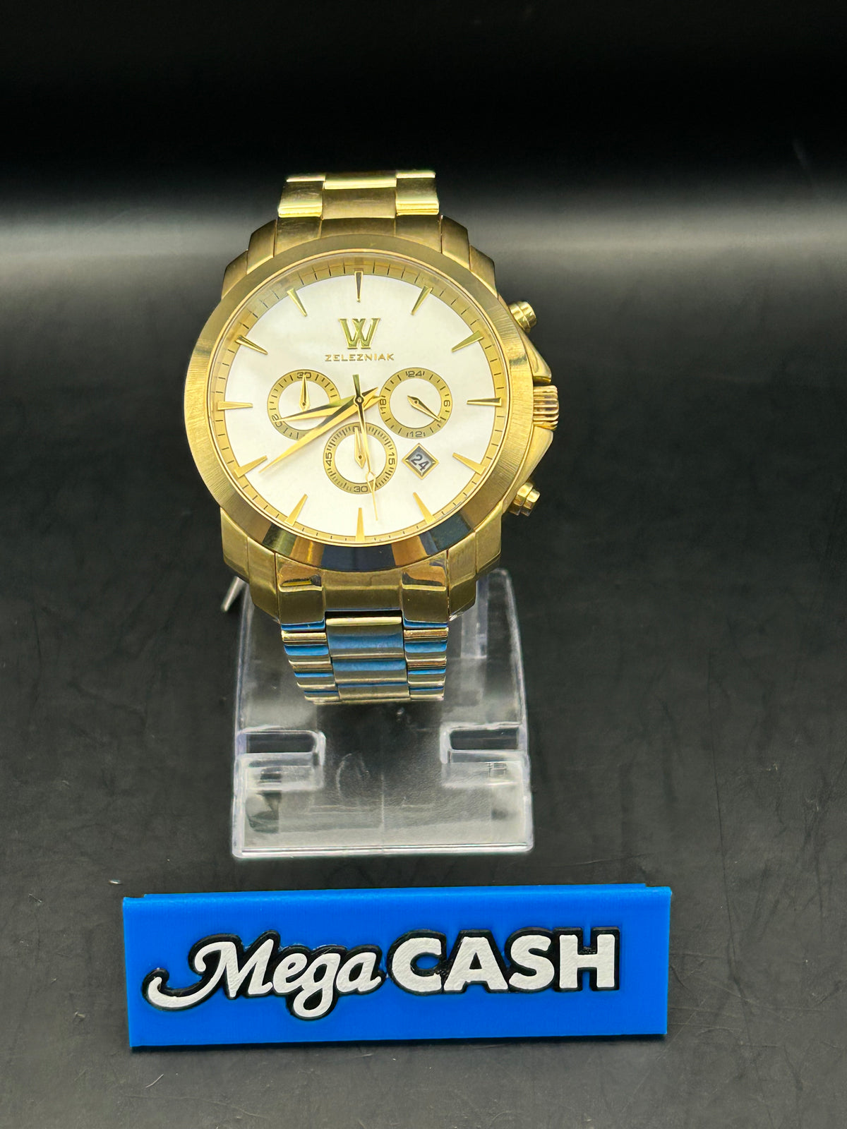 Zelezniak men’s chronograph watch gold plate / stainless steel.