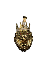 9ct Diamond Lion Head Pendant 31.5gms