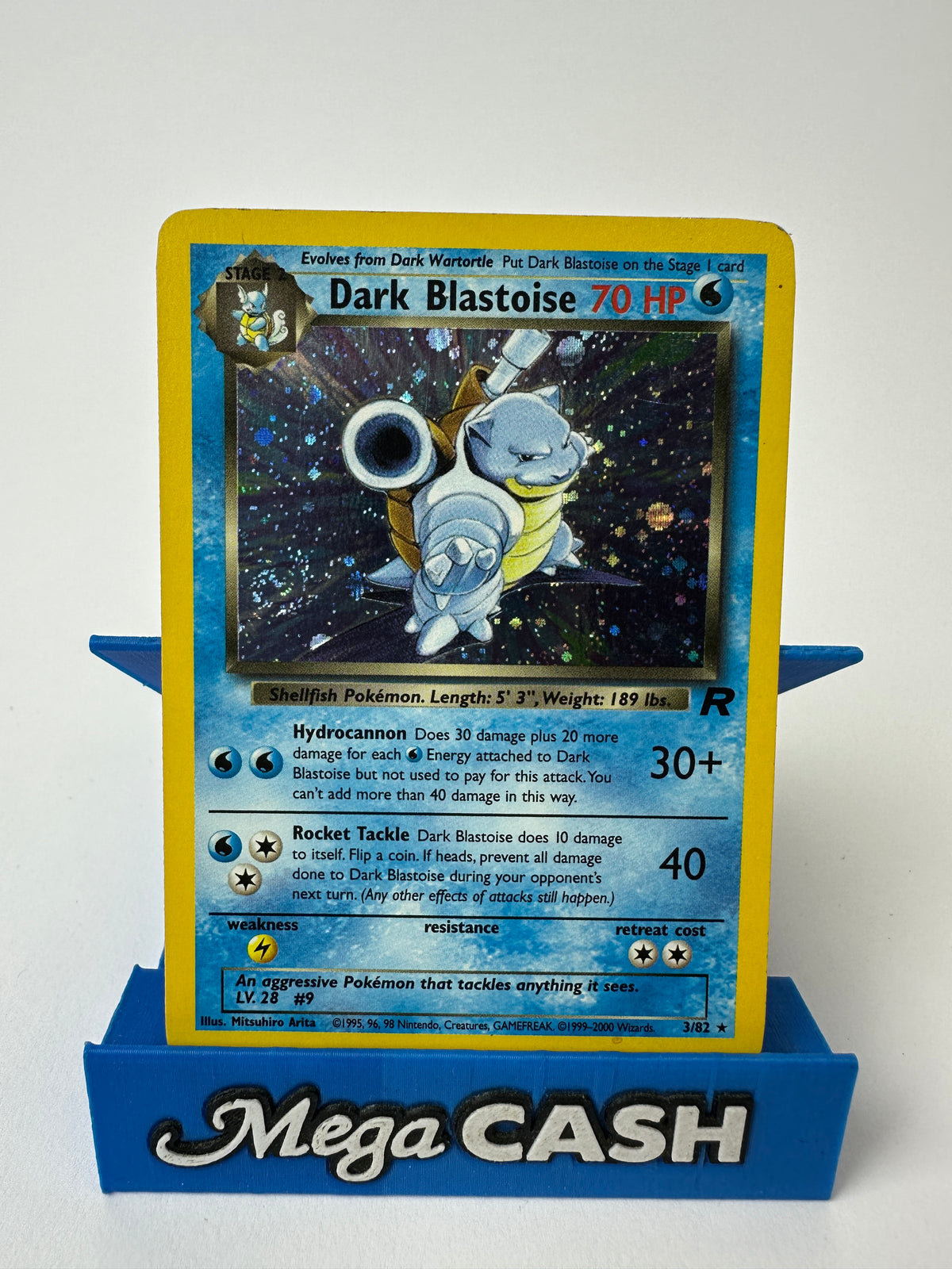 DARK BLASTOISE 3/82 HOLO TEAM ROCKET RAW POKEMON CARD (MP)