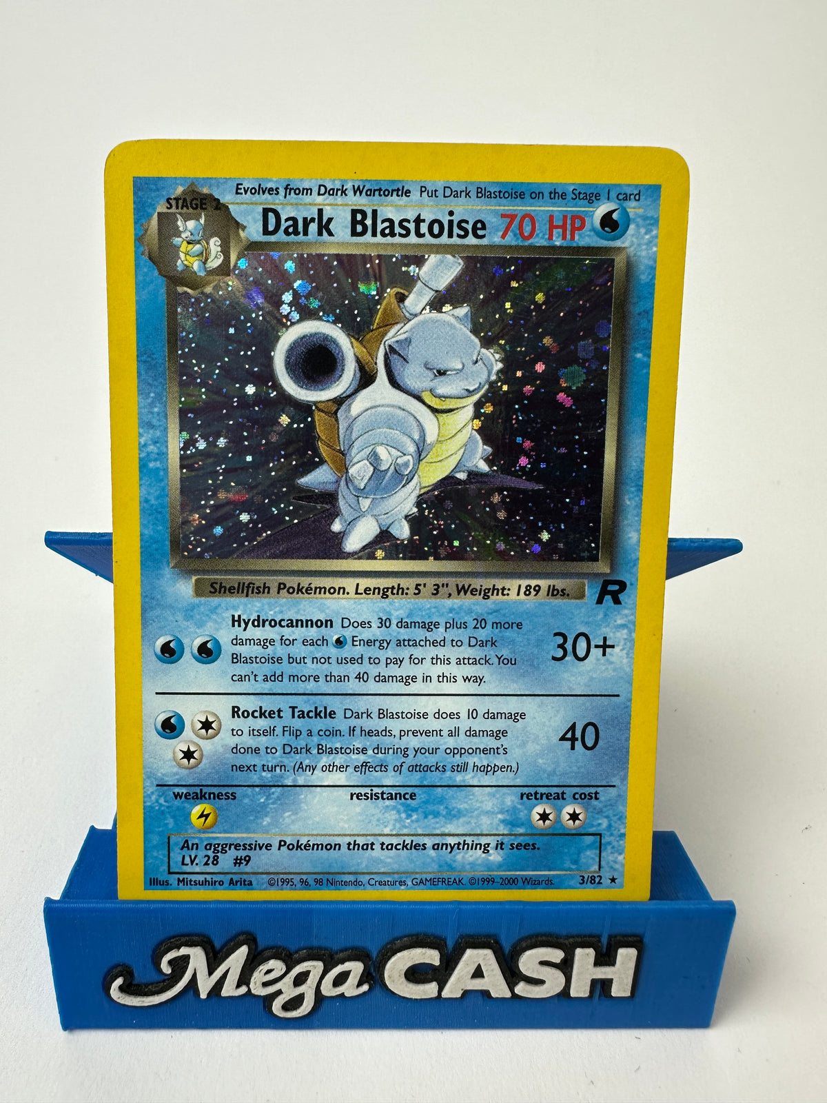 DARK BLASTOISE 3/82 HOLO TEAM ROCKET RAW POKEMON CARD (LP)